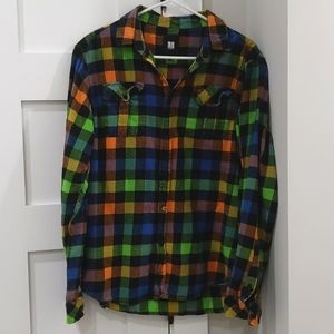 90s style multicolored flannel